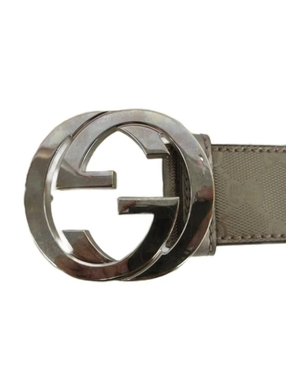 Gucci Interlocking Buckle Belt GG Supreme All Pattern Silver Gray